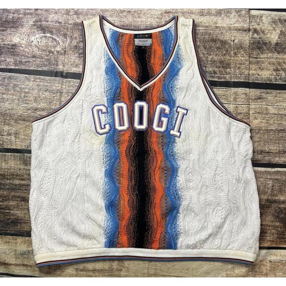 Coogi Basics Sweater Vest Mens Large 3D Knit Australia Knicks Mercerized Cotton